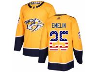 Men Adidas Nashville Predators #25 Alexei Emelin Gold USA Flag Fashion NHL Jersey