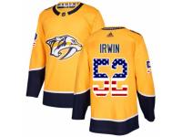 Men Adidas Nashville Predators #52 Matt Irwin Gold USA Flag Fashion NHL Jersey