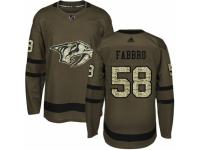 Men Adidas Nashville Predators #58 Dante Fabbro Green Salute to Service NHL Jersey