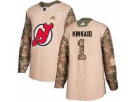 Men Adidas New Jersey Devils #1 Keith Kinkaid Camo Veterans Day Practice NHL Jersey