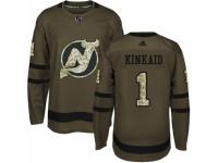 Men Adidas New Jersey Devils #1 Keith Kinkaid Green Salute to Service NHL Jersey