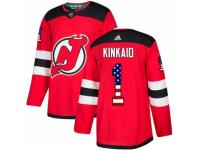 Men Adidas New Jersey Devils #1 Keith Kinkaid Red USA Flag Fashion NHL Jersey