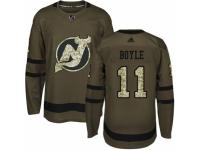 Men Adidas New Jersey Devils #11 Brian Boyle Green Salute to Service NHL Jersey