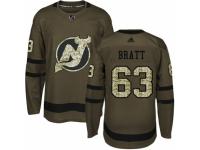 Men Adidas New Jersey Devils #63 Jesper Bratt Green Salute to Service NHL Jersey
