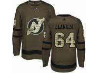 Men Adidas New Jersey Devils #64 Joseph Blandisi Green Salute to Service NHL Jersey