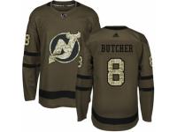 Men Adidas New Jersey Devils #8 Will Butcher Green Salute to Service NHL Jersey