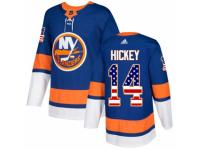 Men Adidas New York Islanders #14 Thomas Hickey Royal Blue USA Flag Fashion NHL Jersey