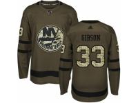 Men Adidas New York Islanders #33 Christopher Gibson Green Salute to Service NHL Jersey