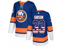 Men Adidas New York Islanders #33 Christopher Gibson Royal Blue USA Flag Fashion NHL Jersey