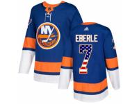 Men Adidas New York Islanders #7 Jordan Eberle Royal Blue USA Flag Fashion NHL Jersey