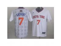 Men Adidas New York Knicks #7 Carmelo Anthony Swingman White New Latin Nights NBA Jersey