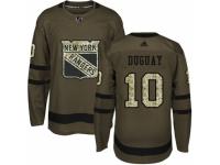 Men Adidas New York Rangers #10 Ron Duguay Green Salute to Service NHL Jersey