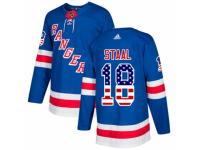 Men Adidas New York Rangers #18 Marc Staal Royal Blue USA Flag Fashion NHL Jersey