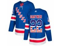 Men Adidas New York Rangers #22 Mike Gartner Royal Blue USA Flag Fashion NHL Jersey