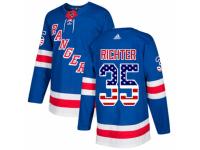 Men Adidas New York Rangers #35 Mike Richter Royal Blue USA Flag Fashion NHL Jersey