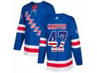 Men Adidas New York Rangers #47 Steven Kampfer Royal Blue USA Flag Fashion NHL Jersey