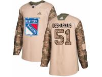Men Adidas New York Rangers #51 David Desharnais Camo Veterans Day Practice NHL Jersey