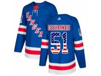 Men Adidas New York Rangers #51 David Desharnais Royal Blue USA Flag Fashion NHL Jersey