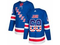 Men Adidas New York Rangers #68 Jaromir Jagr Royal Blue USA Flag Fashion NHL Jersey