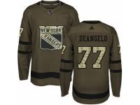 Men Adidas New York Rangers #77 Anthony DeAngelo Green Salute to Service NHL Jersey