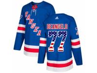 Men Adidas New York Rangers #77 Anthony DeAngelo Royal Blue USA Flag Fashion NHL Jersey