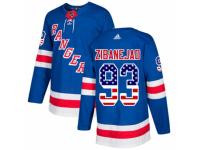Men Adidas New York Rangers #93 Mika Zibanejad Royal Blue USA Flag Fashion NHL Jersey