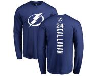 Men Adidas NHL Tampa Bay Lightning #24 Ryan Callahan Backer Royal Blue Long Sleeve T-Shirt Adidas