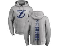 Men Adidas NHL Tampa Bay Lightning #37 Yanni Gourde Backer Ash Pullover Hoodie Adidas