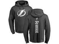 Men Adidas NHL Tampa Bay Lightning #37 Yanni Gourde One Color Backer Charcoal Pullover Hoodie Adidas