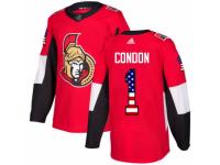 Men Adidas Ottawa Senators #1 Mike Condon Red USA Flag Fashion NHL Jersey