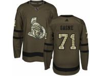 Men Adidas Ottawa Senators #71 Gabriel Gagne Green Salute to Service NHL Jersey