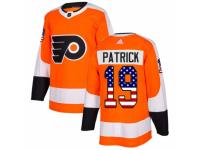 Men Adidas Philadelphia Flyers #19 Nolan Patrick Orange USA Flag Fashion NHL Jersey