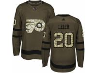 Men Adidas Philadelphia Flyers #20 Taylor Leier Green Salute to Service NHL Jersey