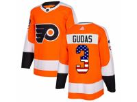 Men Adidas Philadelphia Flyers #3 Radko Gudas Orange USA Flag Fashion NHL Jersey