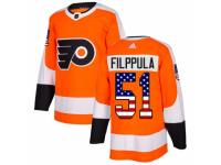 Men Adidas Philadelphia Flyers #51 Valtteri Filppula Orange USA Flag Fashion NHL Jersey