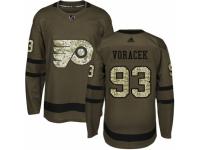 Men Adidas Philadelphia Flyers #93 Jakub Voracek Green Salute to Service NHL Jersey
