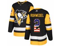 Men Adidas Pittsburgh Penguins #2 Chad Ruhwedel Black USA Flag Fashion NHL Jersey