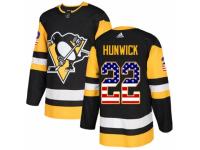 Men Adidas Pittsburgh Penguins #22 Matt Hunwick Black USA Flag Fashion NHL Jersey