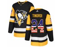 Men Adidas Pittsburgh Penguins #24 Jarred Tinordi Black USA Flag Fashion NHL Jersey
