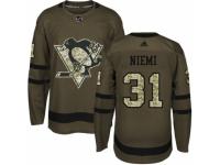 Men Adidas Pittsburgh Penguins #31 Antti Niemi Green Salute to Service NHL Jersey