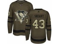 Men Adidas Pittsburgh Penguins #43 Conor Sheary Green Salute to Service NHL Jersey