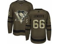 Men Adidas Pittsburgh Penguins #66 Mario Lemieux Green Salute to Service NHL Jersey