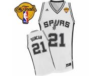 Men Adidas San Antonio Spurs #21 Tim Duncan Swingman White Home Finals Patch NBA Jersey