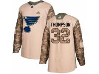 Men Adidas St. Louis Blues #32 Tage Thompson Camo Veterans Day Practice NHL Jersey