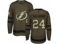 Men Adidas Tampa Bay Lightning #24 Ryan Callahan Green Salute to Service NHL Jersey