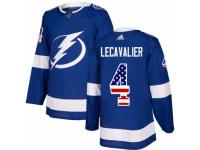 Men Adidas Tampa Bay Lightning #4 Vincent Lecavalier Blue USA Flag Fashion NHL Jersey