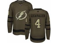Men Adidas Tampa Bay Lightning #4 Vincent Lecavalier Green Salute to Service NHL Jersey