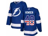 Men Adidas Tampa Bay Lightning #48 Brett Howden Blue USA Flag Fashion NHL Jersey
