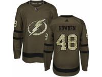 Men Adidas Tampa Bay Lightning #48 Brett Howden Green Salute to Service NHL Jersey
