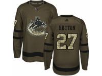 Men Adidas Vancouver Canucks #27 Ben Hutton Green Salute to Service NHL Jersey